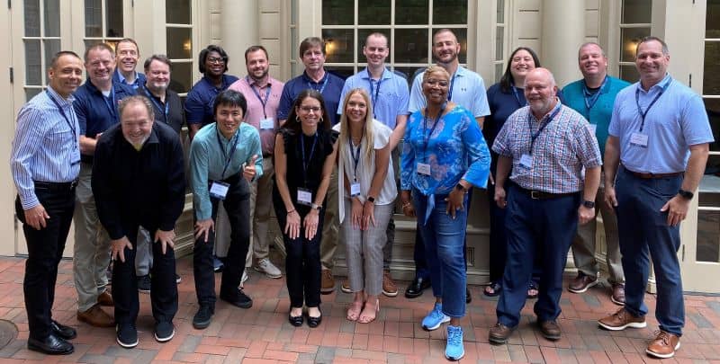 Group of people standing outside after a leadership program.